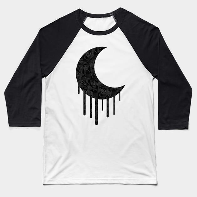 Black Rose Moon (purple) Baseball T-Shirt by Not Meow Designs 